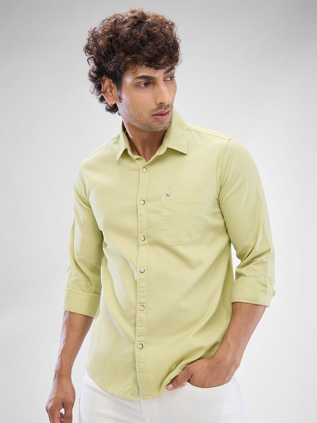 

SPYKAR Men Slim Fit Opaque Full Sleeve Solid Casual Shirt, Green