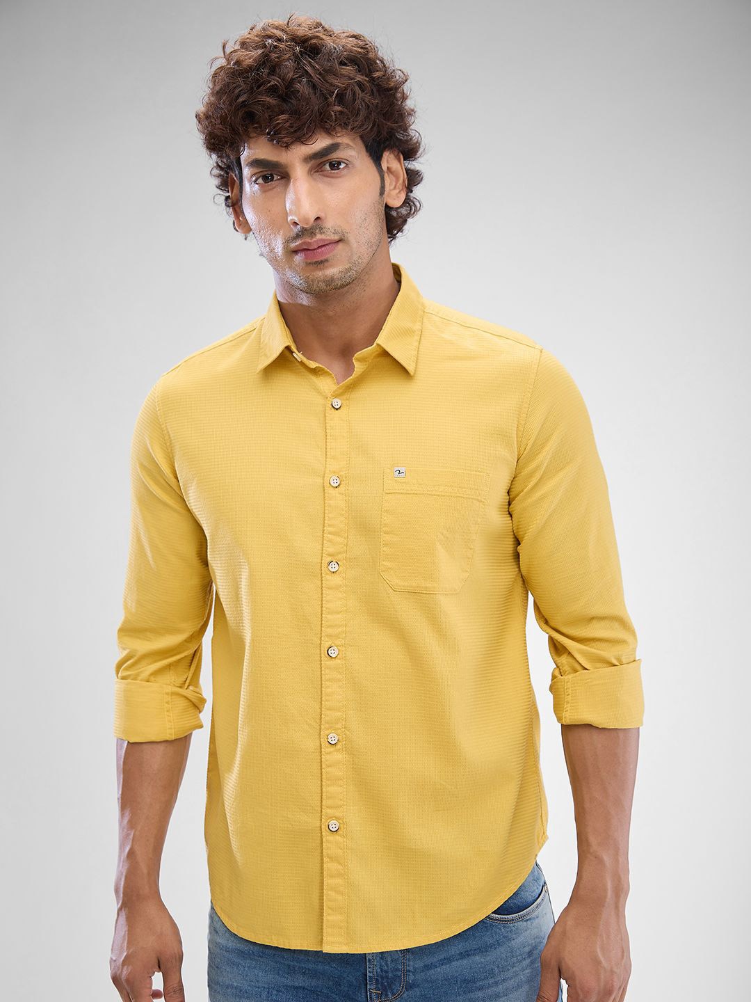 

SPYKAR Men Slim Fit Opaque Casual Shirt, Yellow