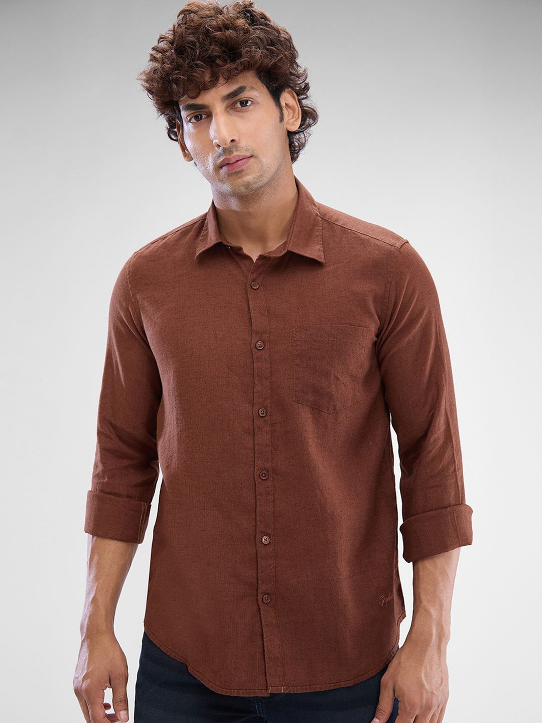 

SPYKAR Men Slim Fit Solid Casual Shirt, Brown