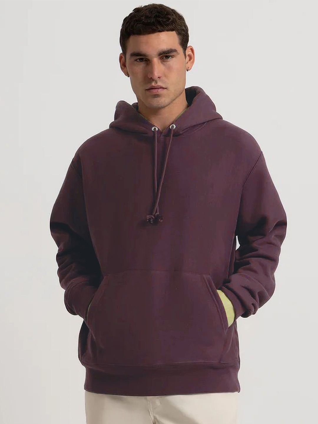 

MISCHIEF MONKEY Men Solid Hooded Sweatshirt, Purple