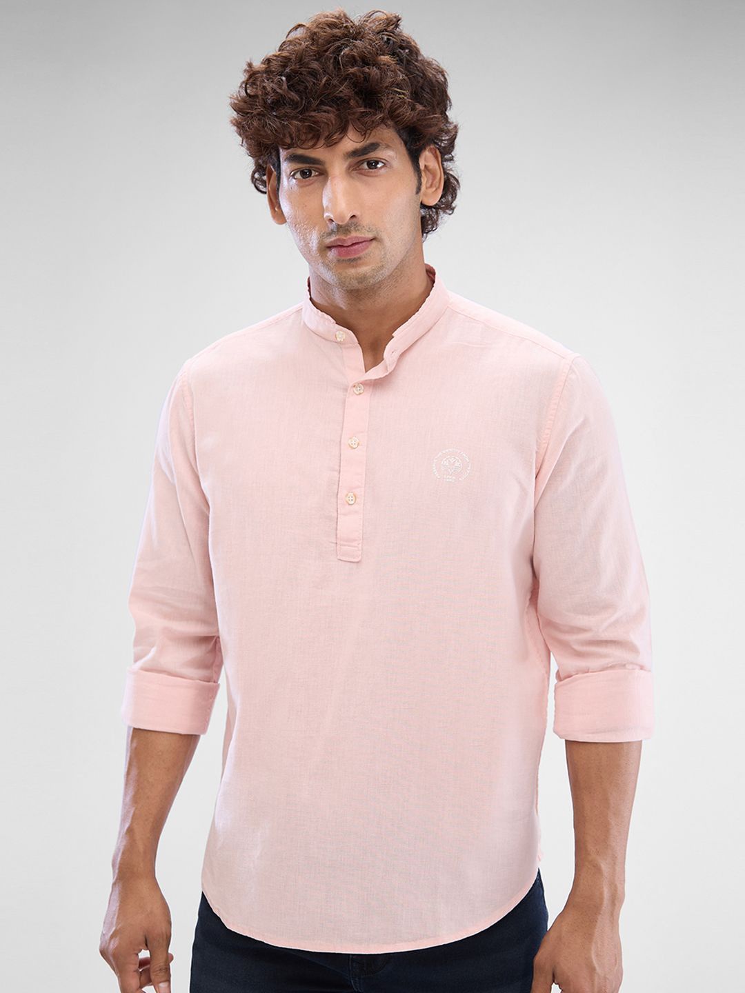

SPYKAR Men Solid Band Collar Slim Fit Casual Shirt, Pink