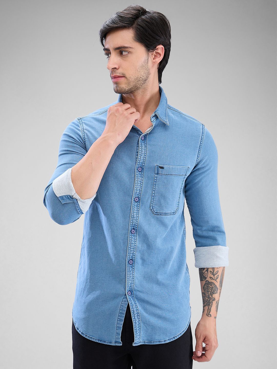 

SPYKAR Men Slim Fit Opaque Casual Shirt, Blue