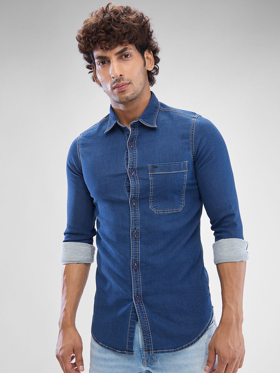 

SPYKAR Men Slim Fit Opaque Casual Shirt, Blue