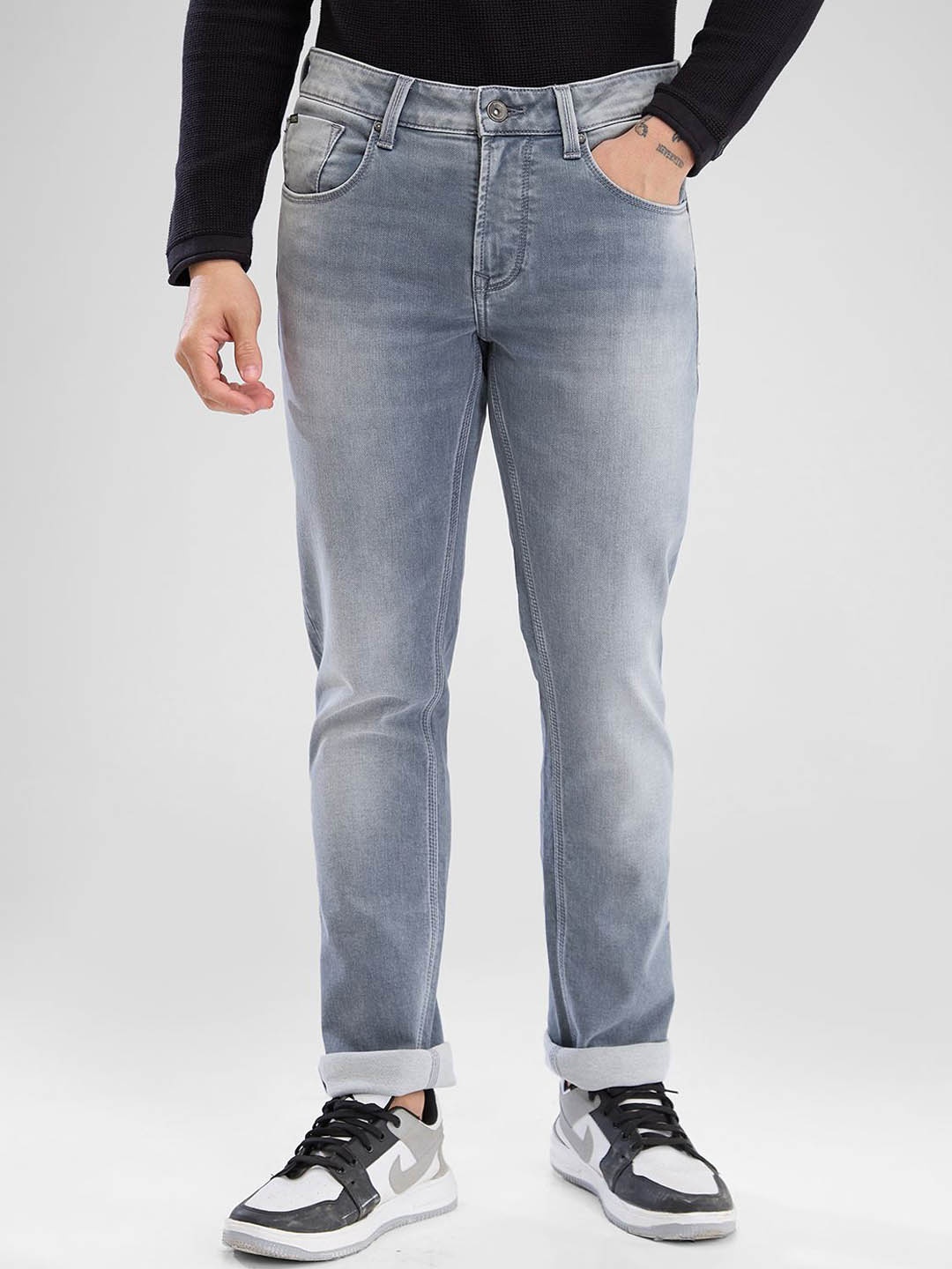

SPYKAR Men Slim Fit Low-Rise Heavy Fade Stretchable Clean Look Jeans, Grey