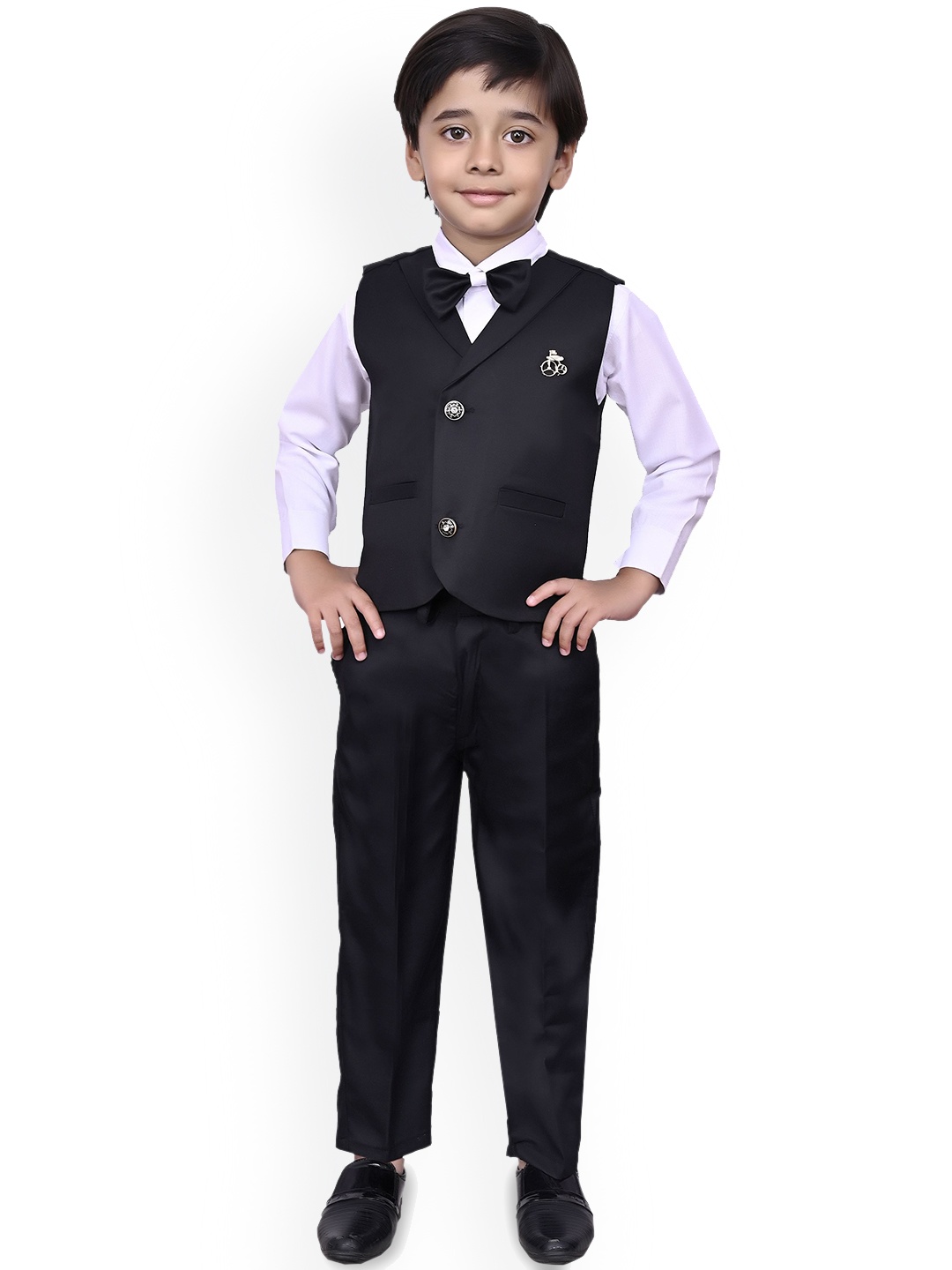 

BAESD Boys Ethnic Solid 3-Piece Sleeveless Suit, Black