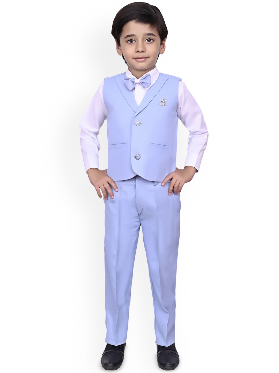 

BAESD Boys Ethnic 3-Piece Solid Suits, Turquoise blue