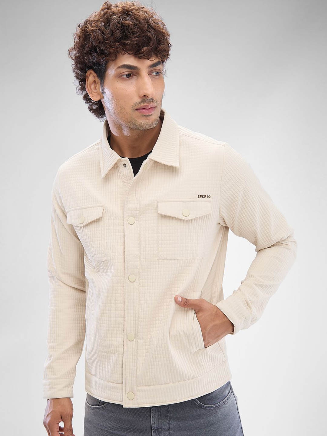 

SPYKAR Men Full Sleeve Regular Fit Jacket, Cream