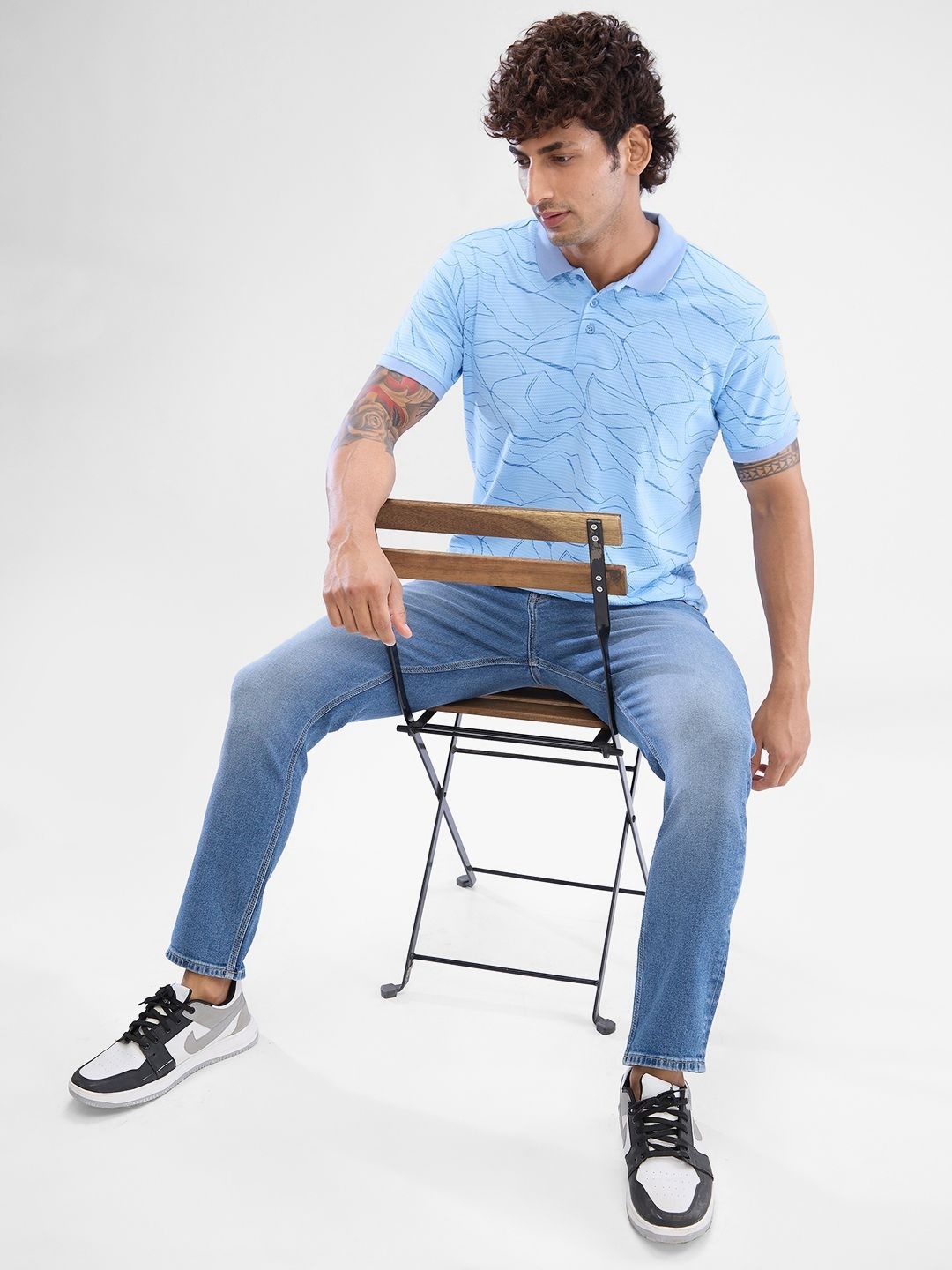 

SPYKAR Men Printed Polo Collar Slim Fit T-shirt, Blue