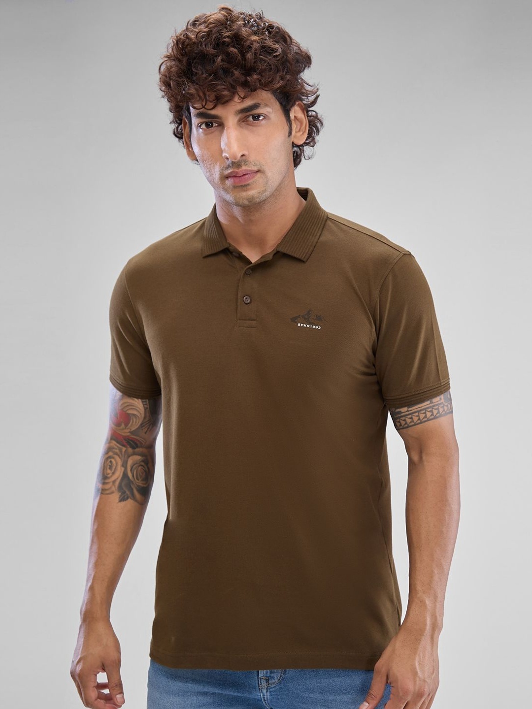 

SPYKAR Men Polo Collar Solid Slim Fit T-shirt, Olive