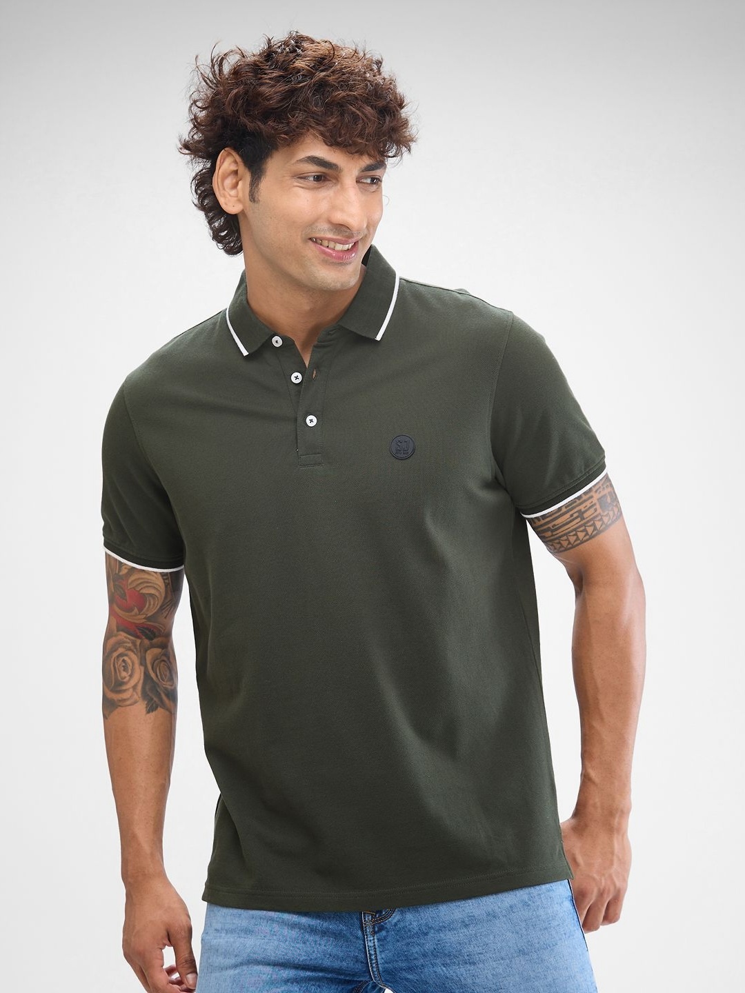 

SPYKAR Men Polo Collar Slim Fit T-shirt, Green