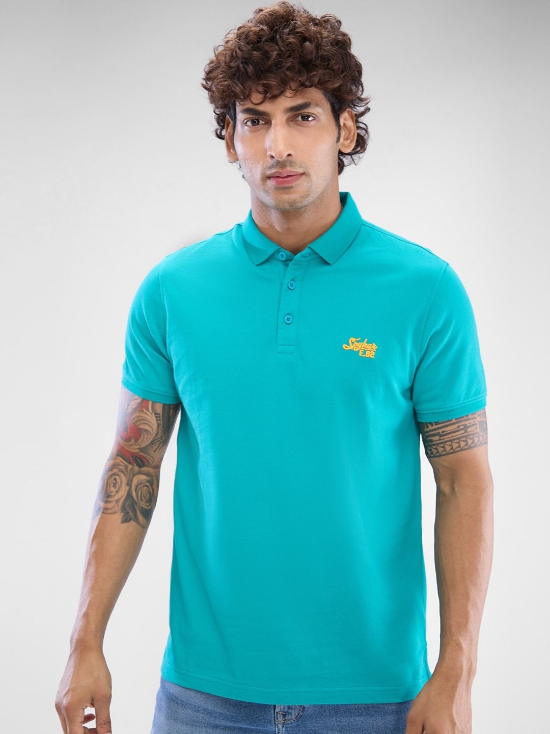 

SPYKAR Men Polo Collar Solid Slim Fit T-shirt, Sea green