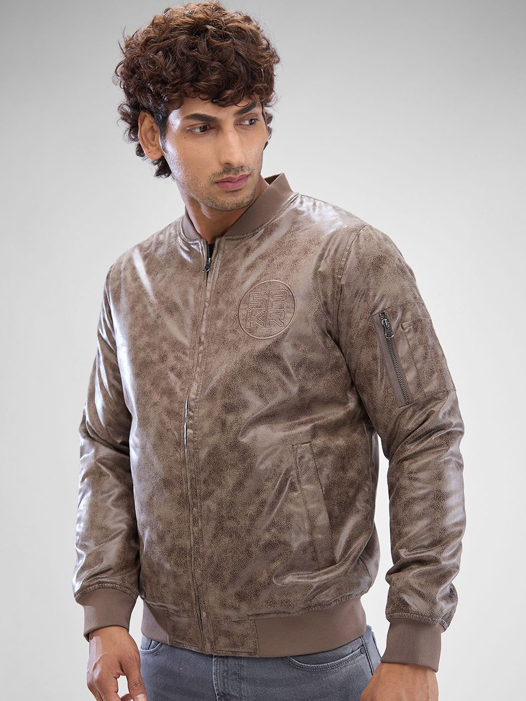 

SPYKAR Men Full Sleeve Regular Fit Biker Jacket, Green