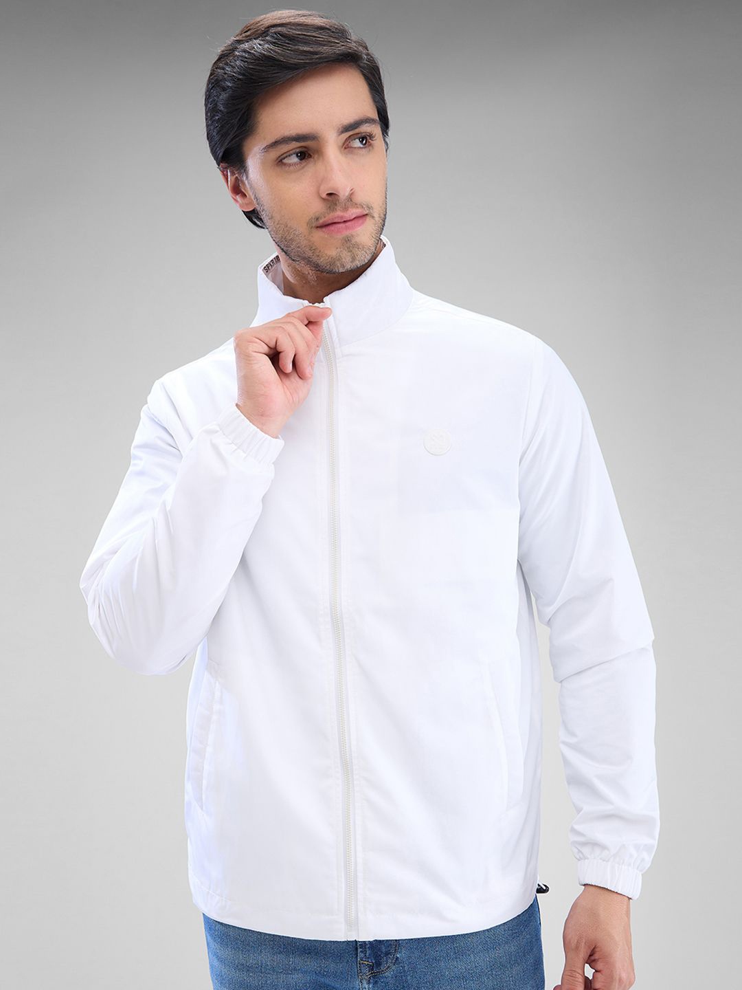 

SPYKAR Men Full Sleeve Regular Fit Solid Bomber Jacket, White