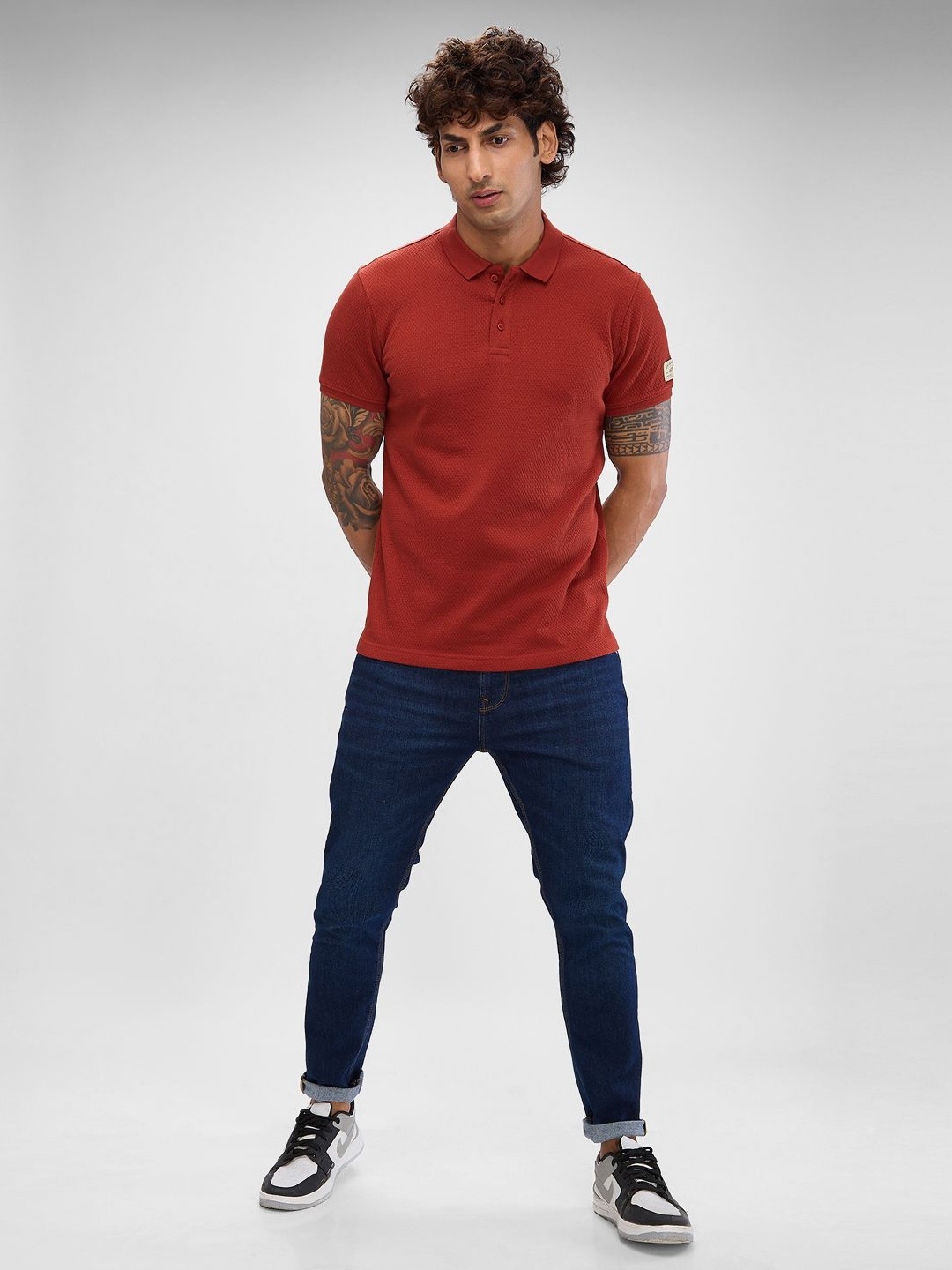 

SPYKAR Men Polo Collar Solid Slim Fit T-shirt, Orange