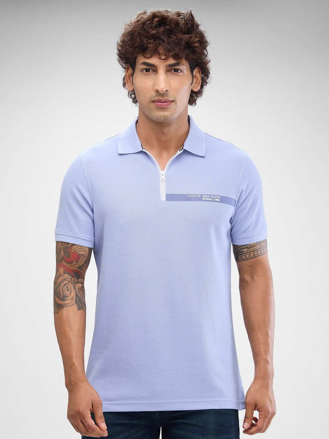 

SPYKAR Men Polo Collar Printed Slim Fit T-shirt, Blue