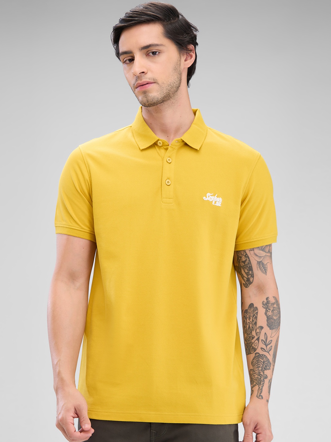 

SPYKAR Men Polo Collar Slim Fit T-shirt, Yellow