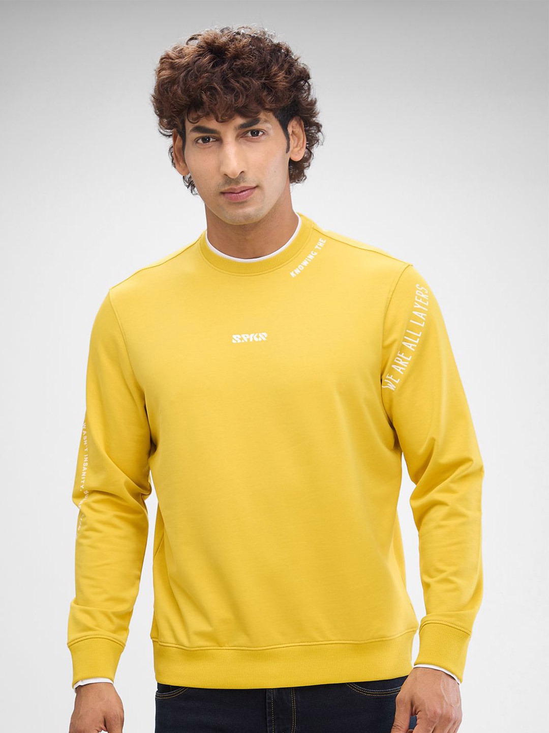 

SPYKAR Men Hooded Solid Sweatshirt, Yellow