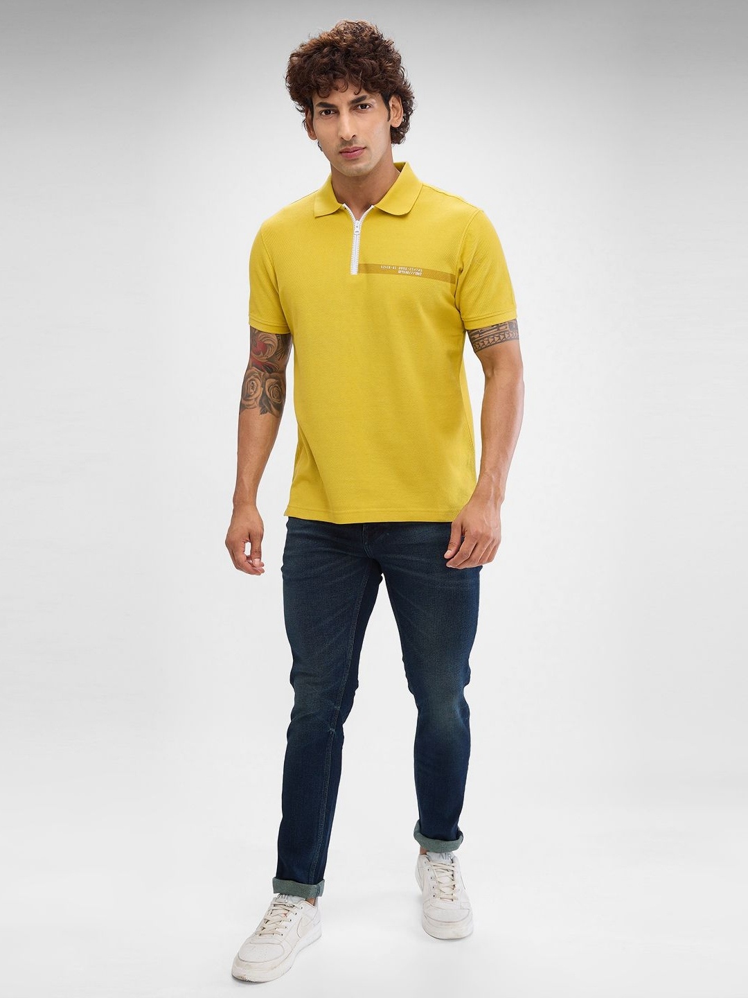 

SPYKAR Men Polo Collar Solid Slim Fit T-shirt, Yellow