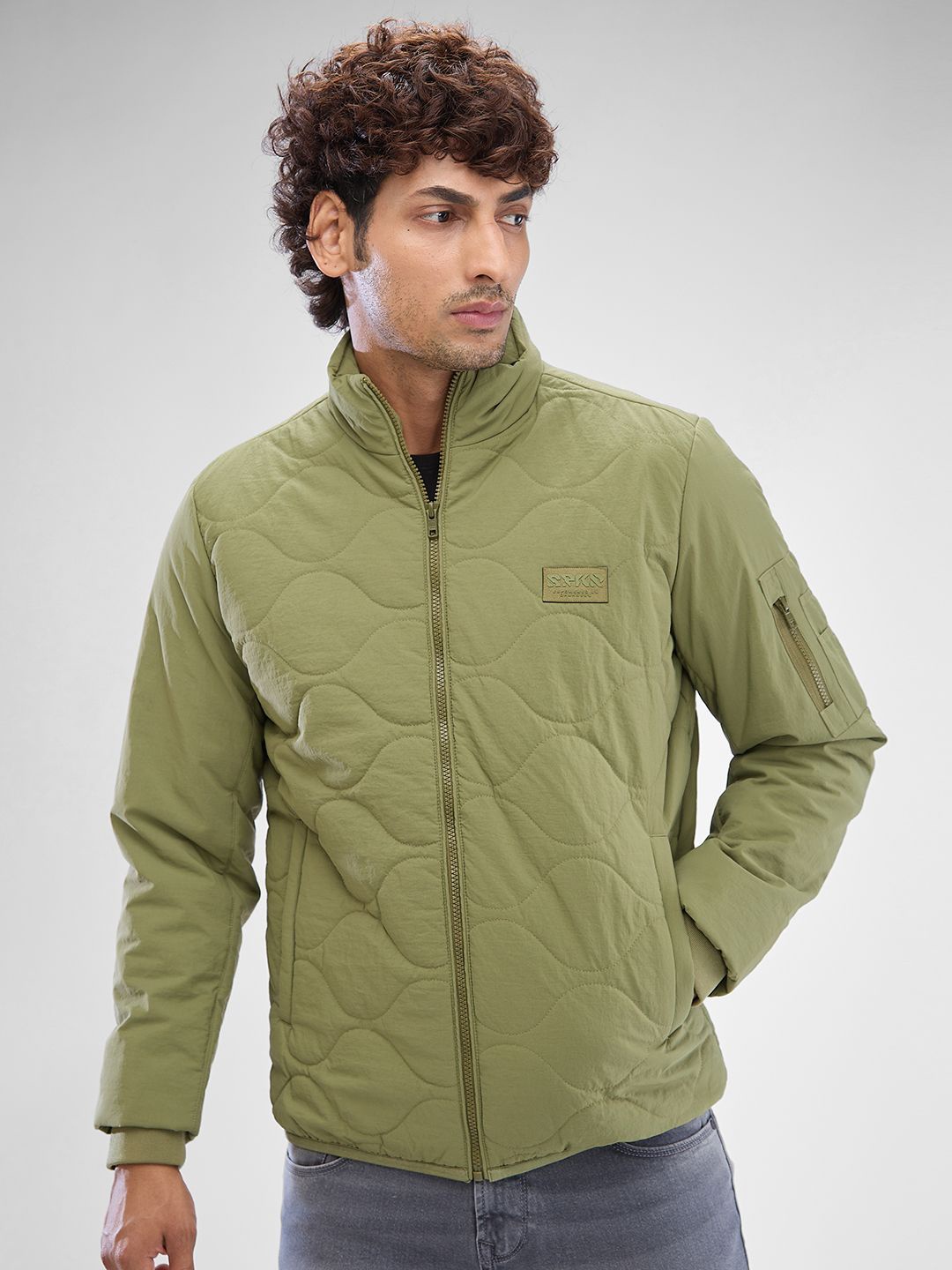 

SPYKAR Men Solid Full Sleeve Regular Fit Quilted Jacket, Green