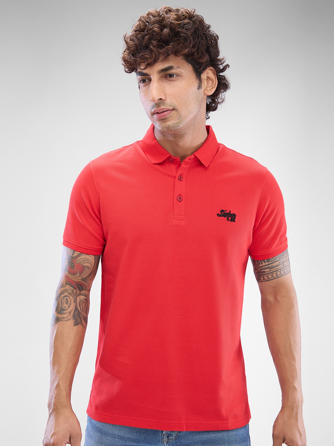 

SPYKAR Men Polo Collar Solid Slim Fit T-Shirt, Pink