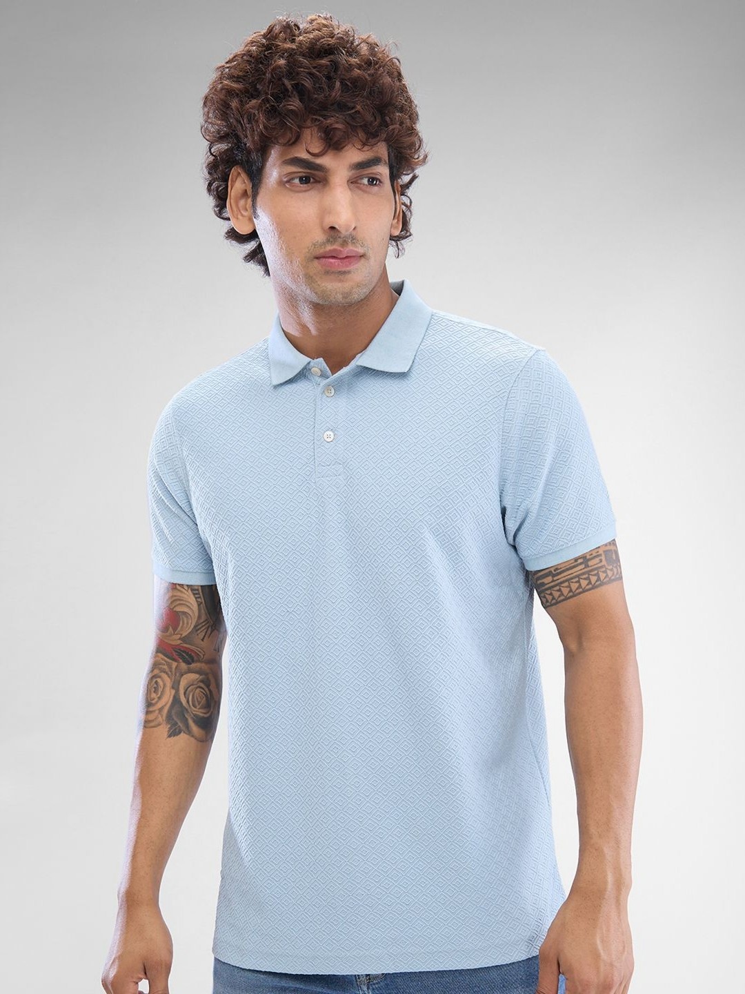 

SPYKAR Men Polo Collar Solid Slim Fit T-Shirt, Blue