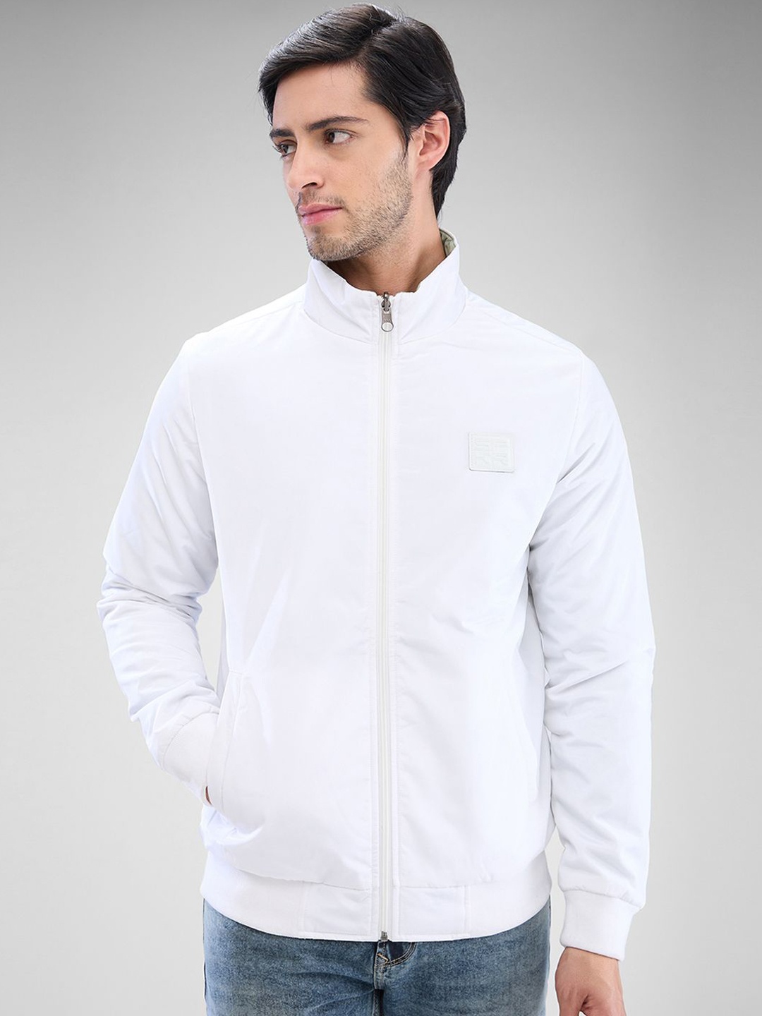 

SPYKAR Men Solid Full Sleeve Regular Fit Bomber Jacket, White