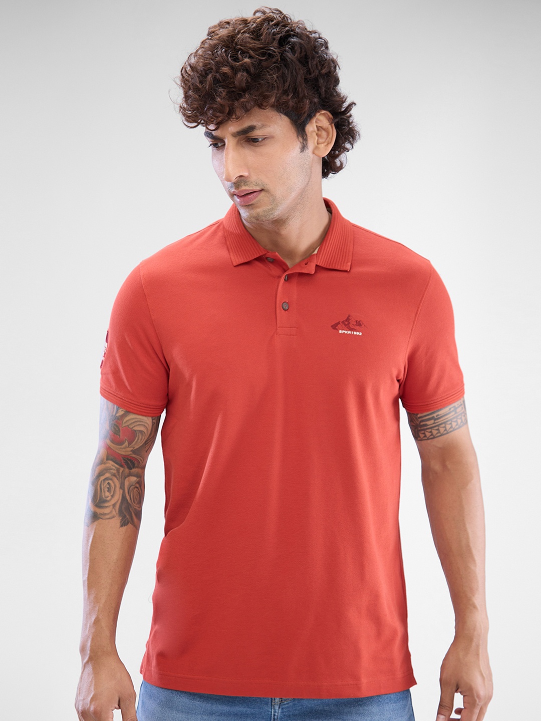 

SPYKAR Men Polo Collar Slim Fit T-shirt, Orange