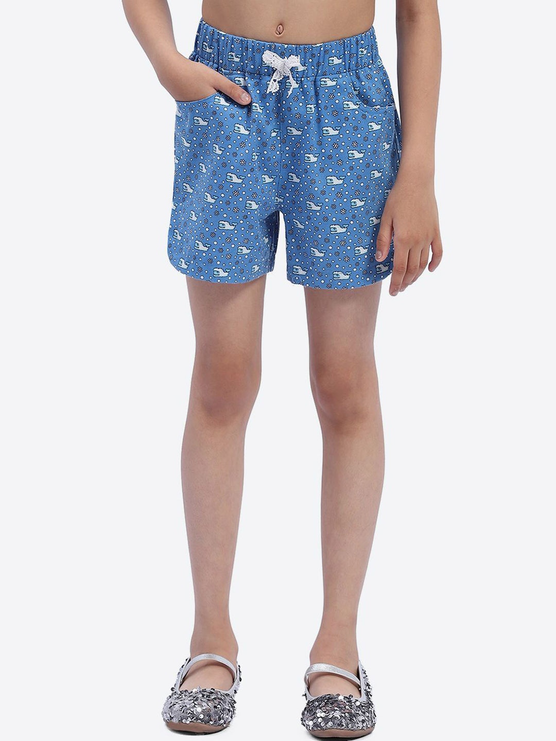 

ShilpShakti Girls Conversational Printed Pure Cotton Shorts, Blue