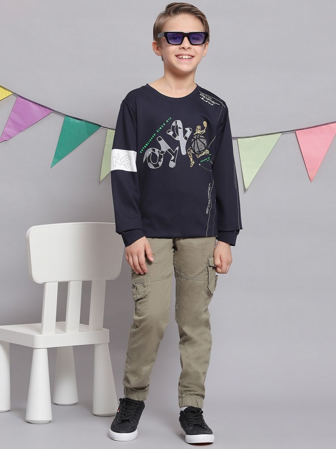 

Monte Carlo Boys Typography Printed Round Neck T-shirt, Navy blue