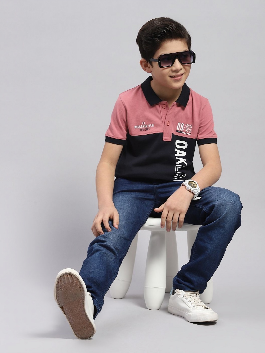 

Monte Carlo Boys Colourblocked Polo Collar T-shirt, Pink