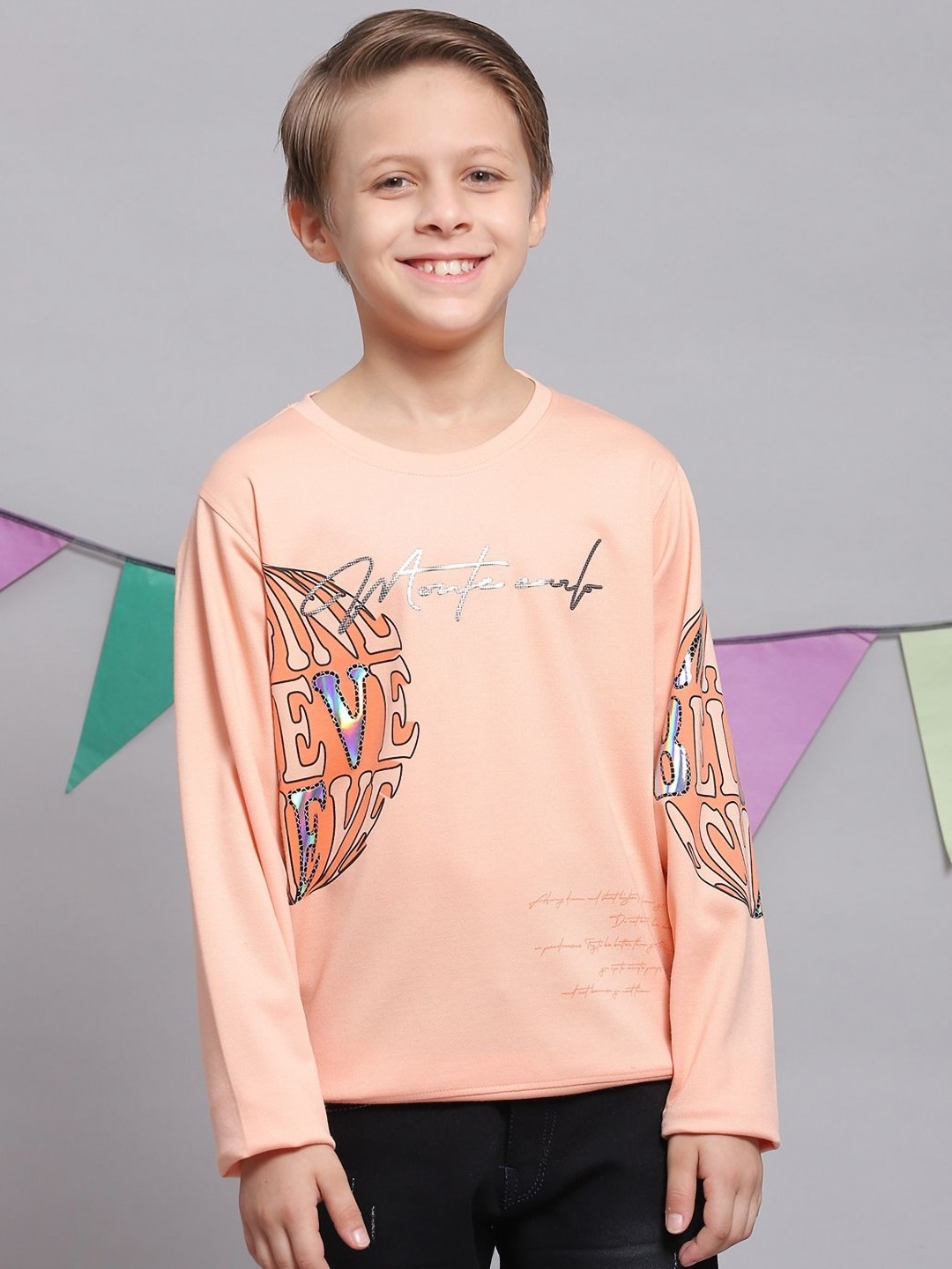 

Monte Carlo Boys Typography Printed T-shirt, Peach