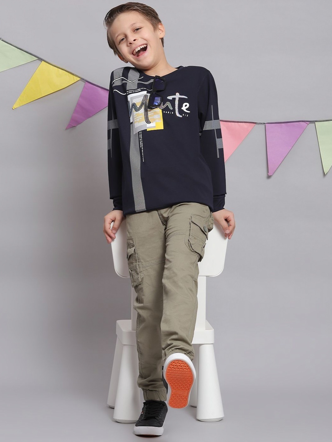 

Monte Carlo Boys Typography Printed T-shirt, Navy blue