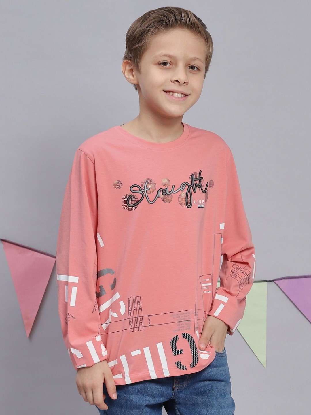 

Monte Carlo Boys Typography Printed T-shirt, Pink
