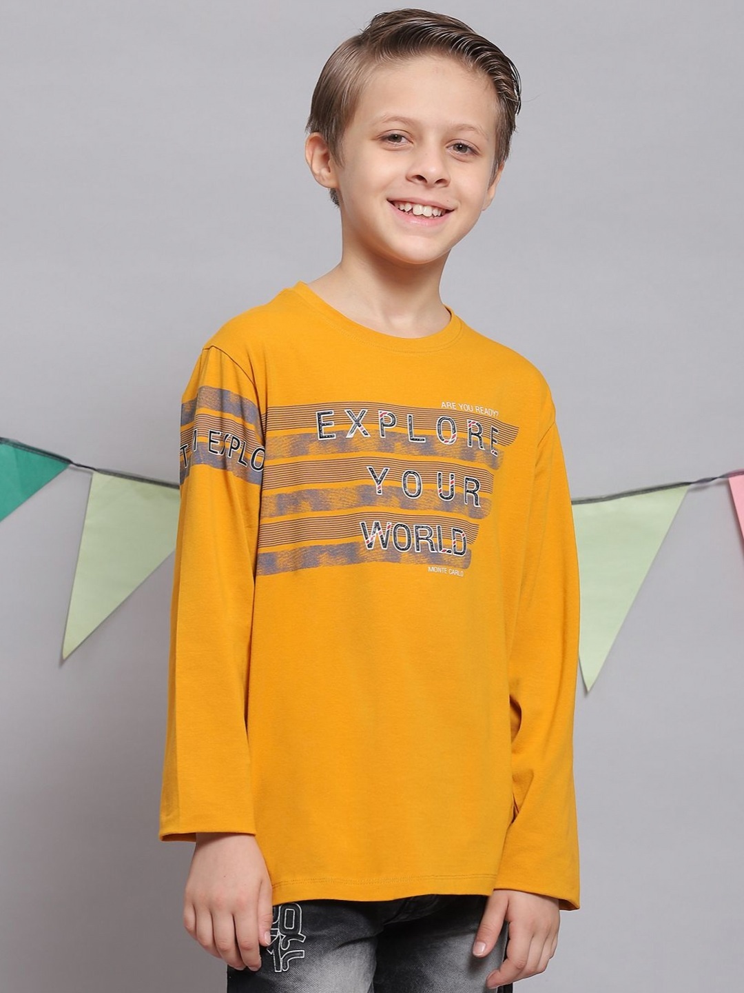 

Monte Carlo Boys Typography Printed T-shirt, Mustard