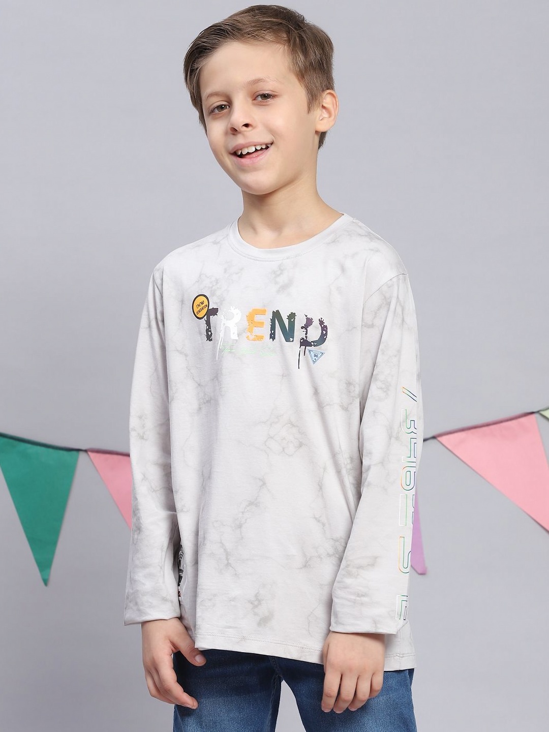 Monte Carlo Boys Typography Printed T-shirt, Grey