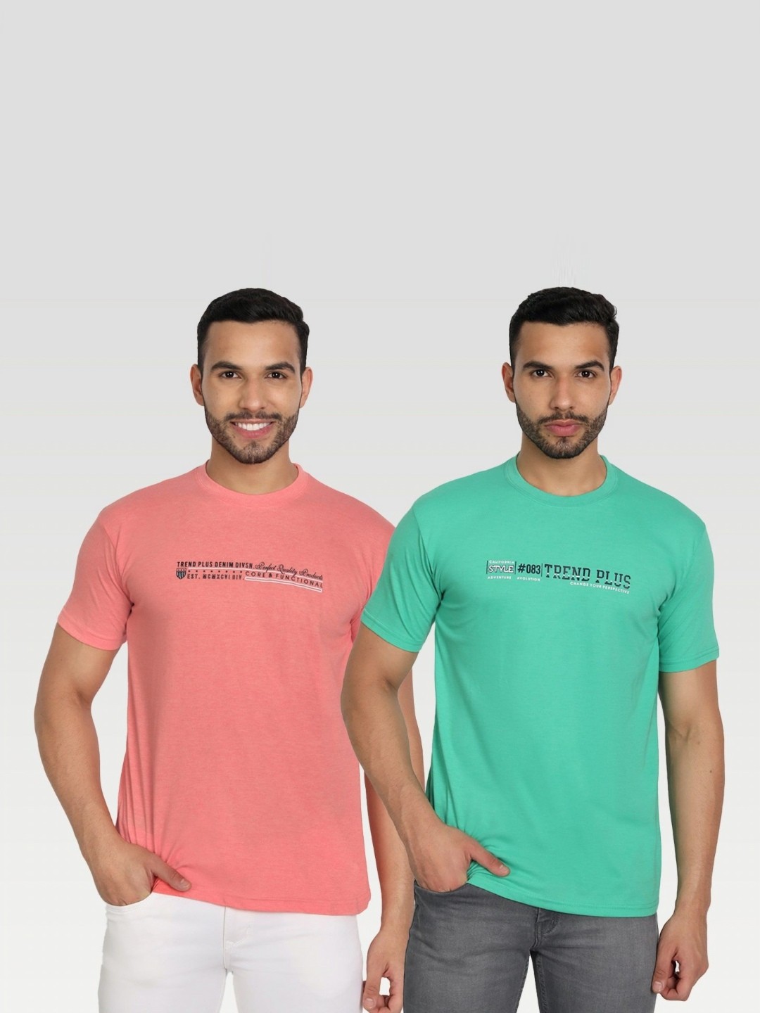

ZEFFIT Men Pack Of 2 Typography Printed Round Neck T-shirt, Pink
