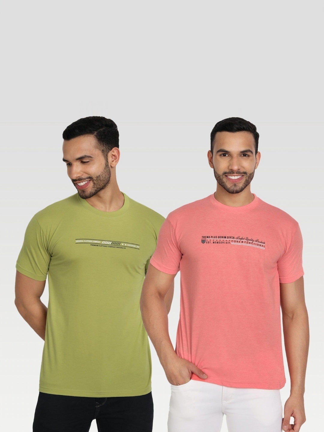 

ZEFFIT Men Pack Of 2 Typography Printed Round Neck T-shirt, Green