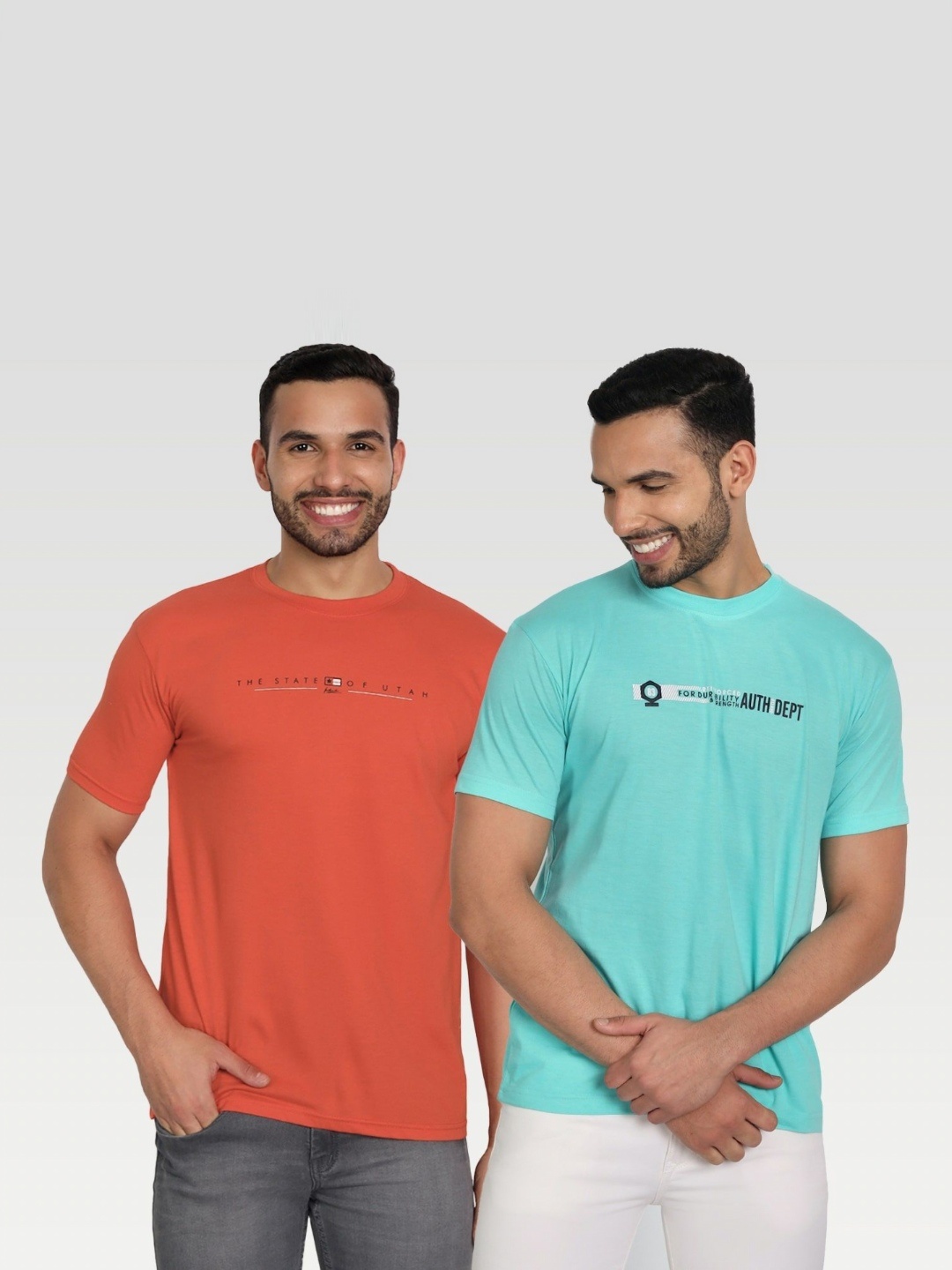 

ZEFFIT Men Pack Of 2 Typography Printed Round Neck T-shirt, Red