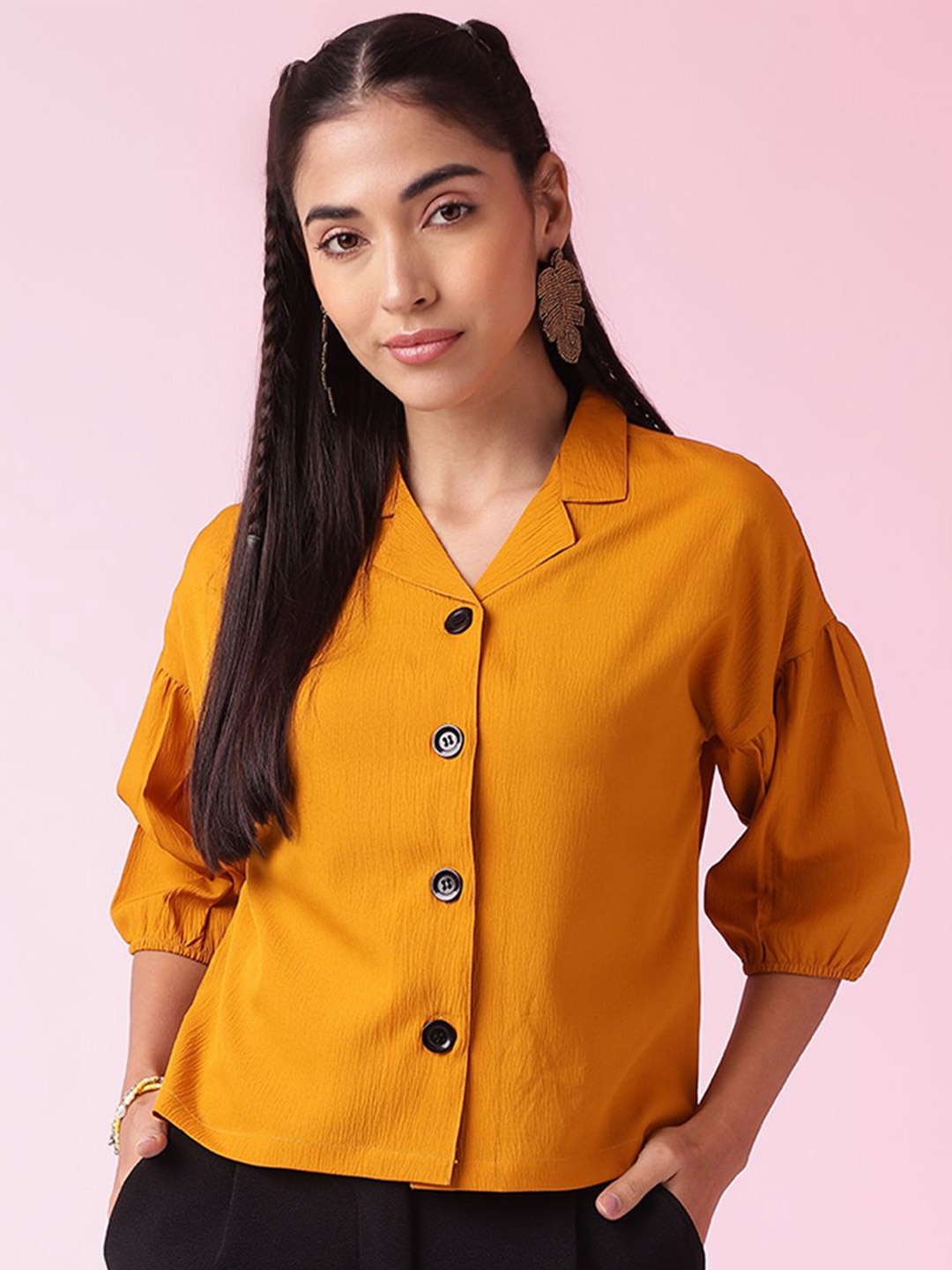 

BAESD Women Solid Opaque Casual Shirt, Mustard