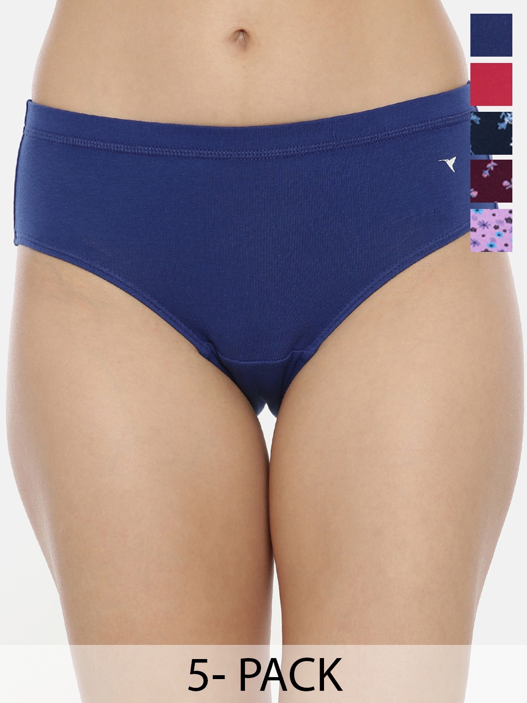 

BLOSSOM Women Solid & Printed Hipster Panty Combo_LOTUS PACK OF 5, Red