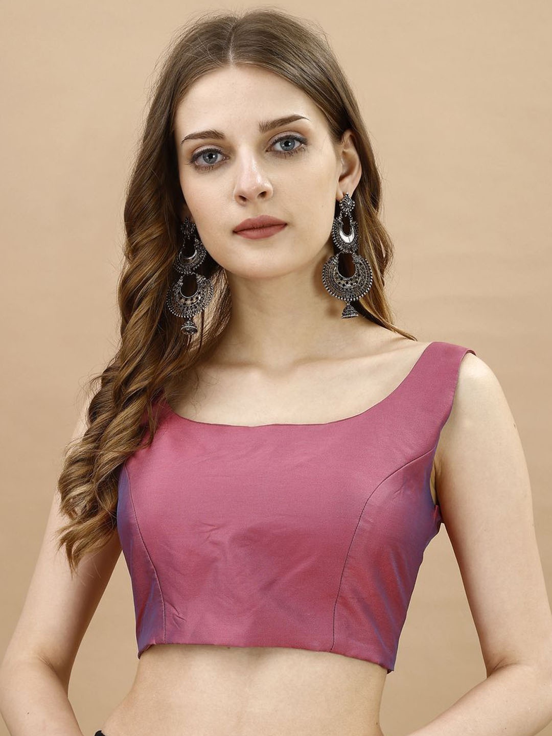 

Tikhi Imli Square Neck Sleeveless Saree Blouse, Pink
