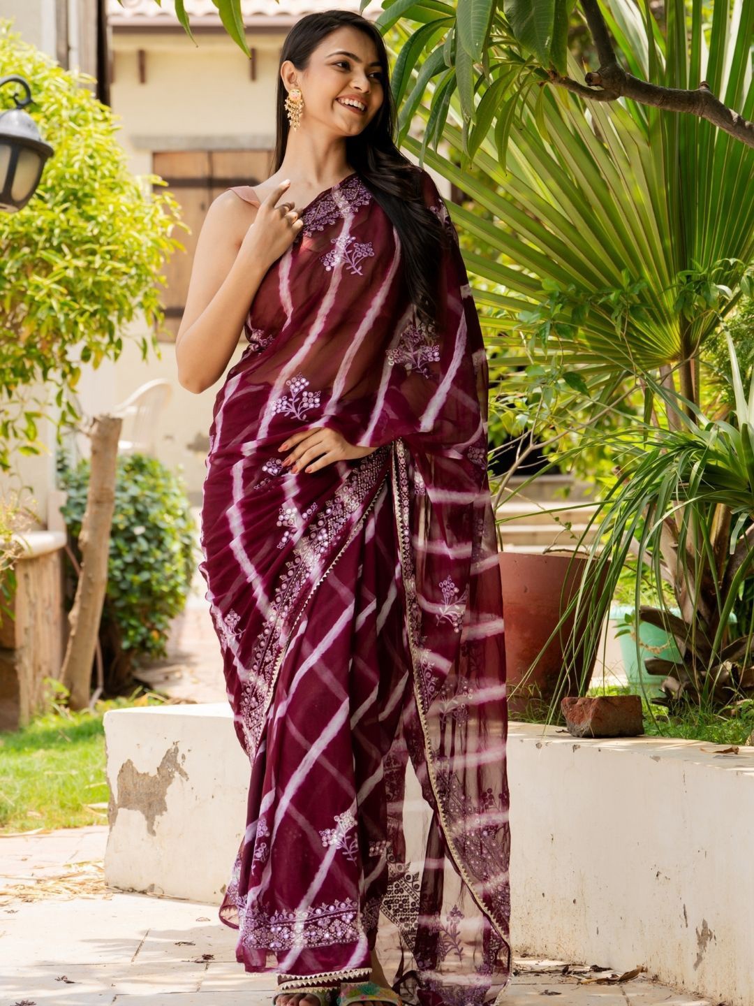 

PRETTY PALLU Leheriya Gotta Patti Saree, Mauve
