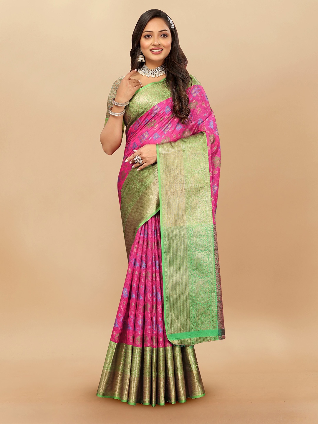 

Upalksh Woven Design Zari Banarasi Saree, Pink