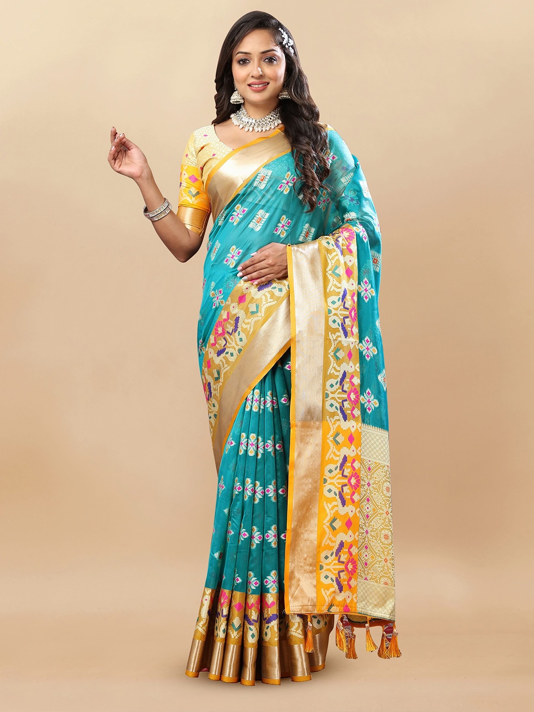 

Upalksh Woven Design Zari Banarasi Saree, Turquoise blue