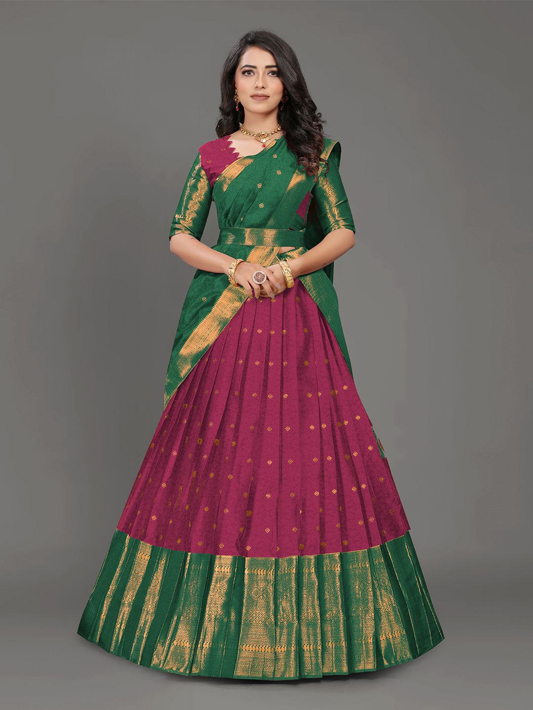

THEVINI Woven Design Unstitched Lehenga & Blouse With Dupatta, Purple