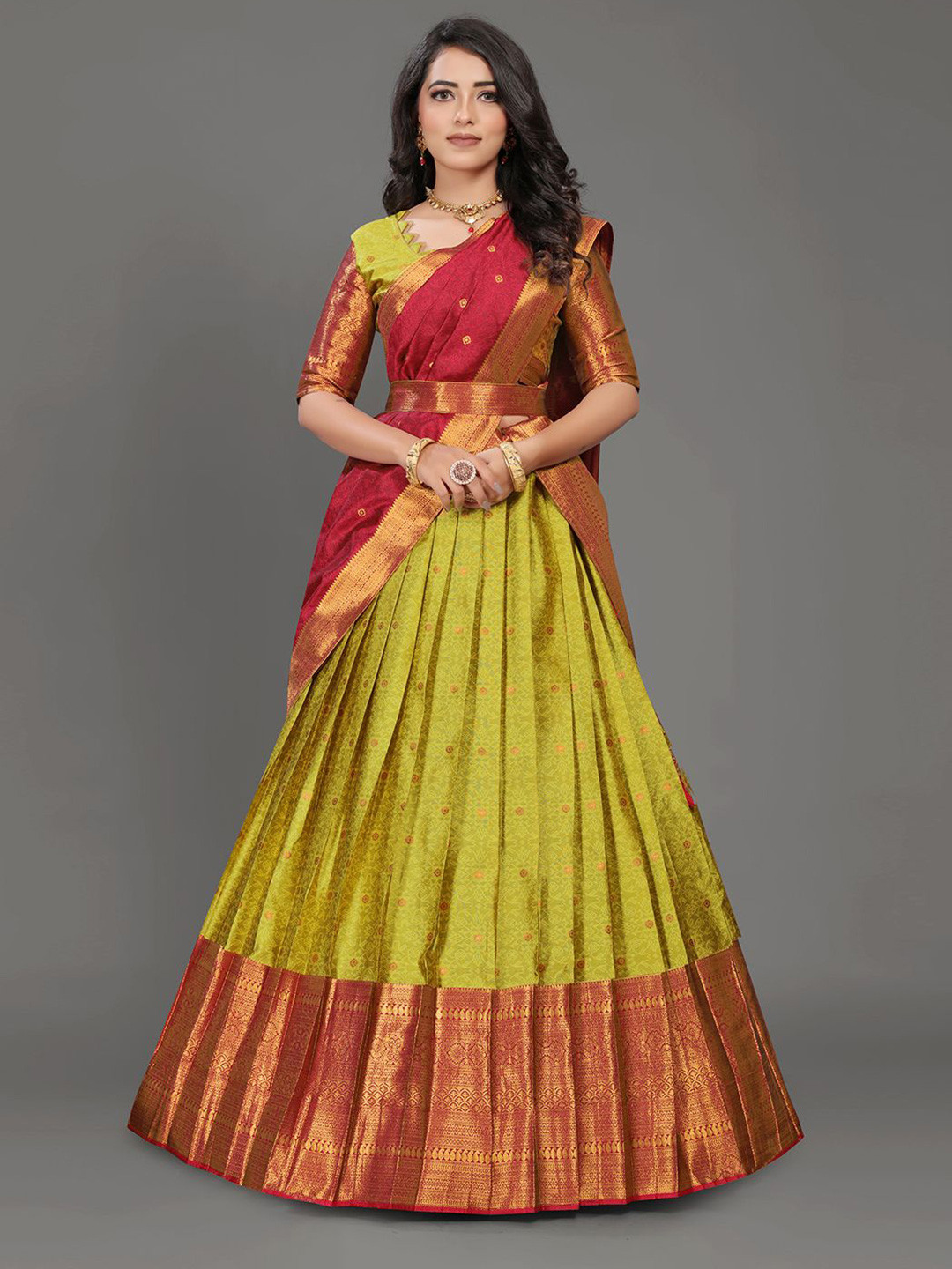 

THEVINI Unstitched Lehenga & Blouse With Dupatta, Yellow