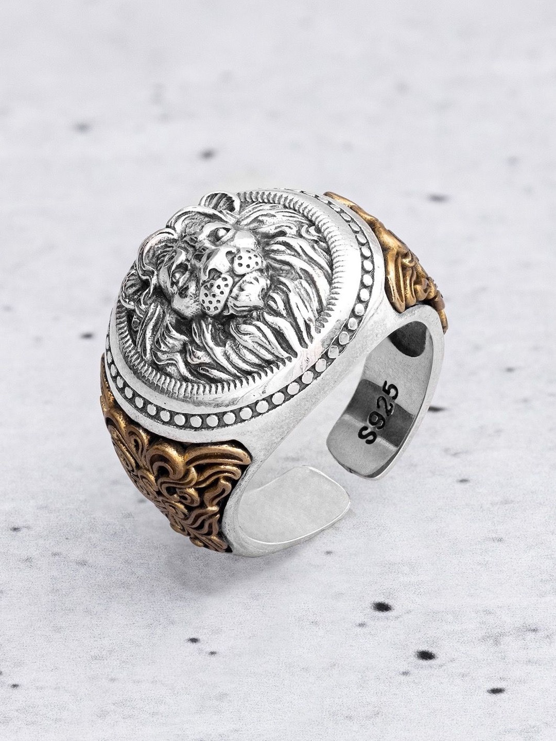 

ORIONZ Men King Of The Jungle Adjustable Finger Ring, Silver