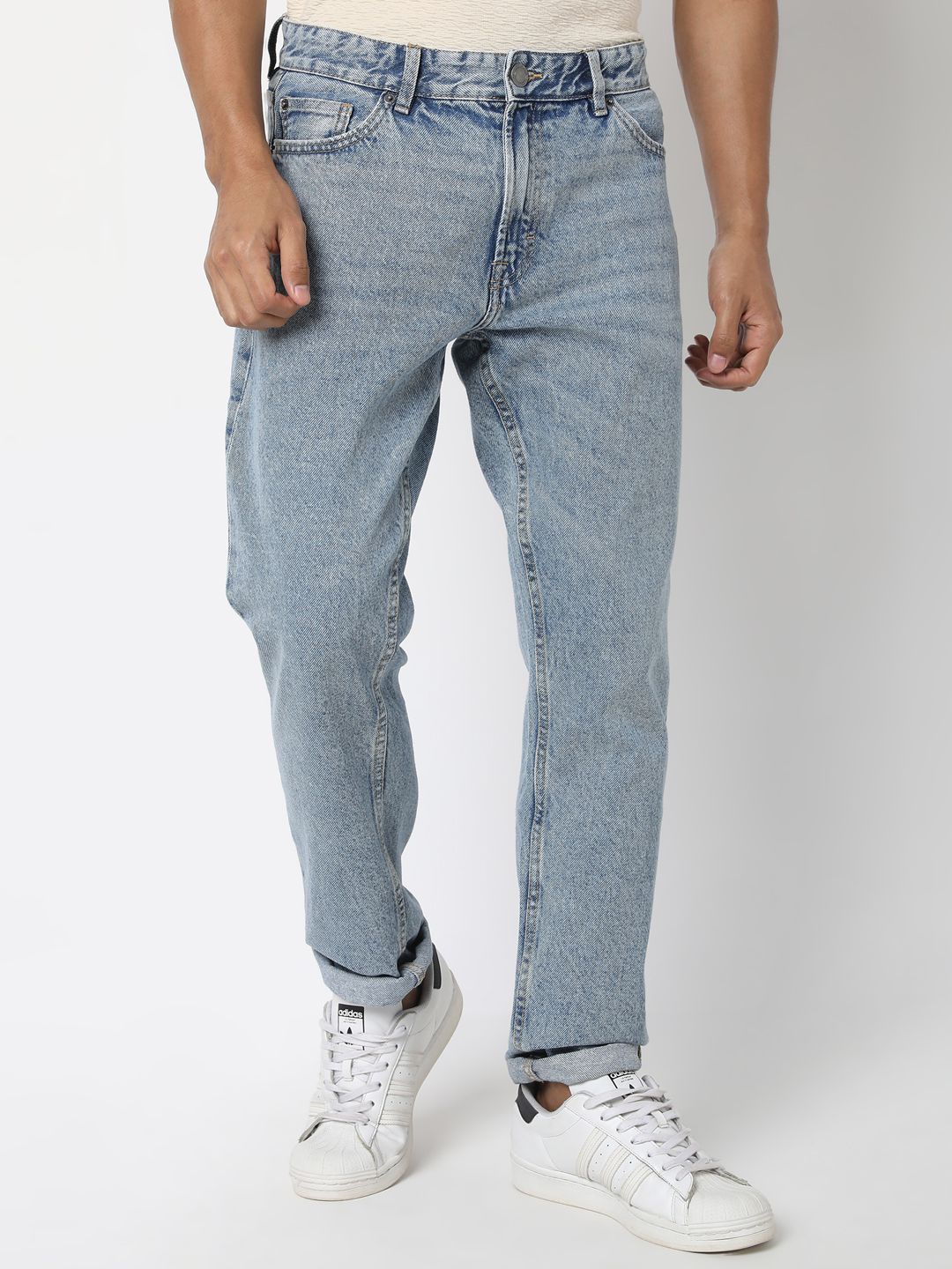 

R&B Men Mid-Rise Clean Look Cotton Jeans, Blue