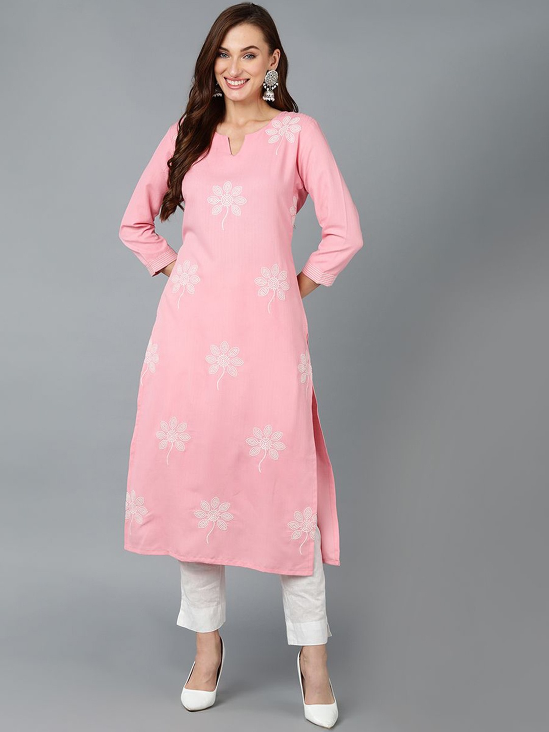 

KALINI Floral Embroidered Kurta, Pink
