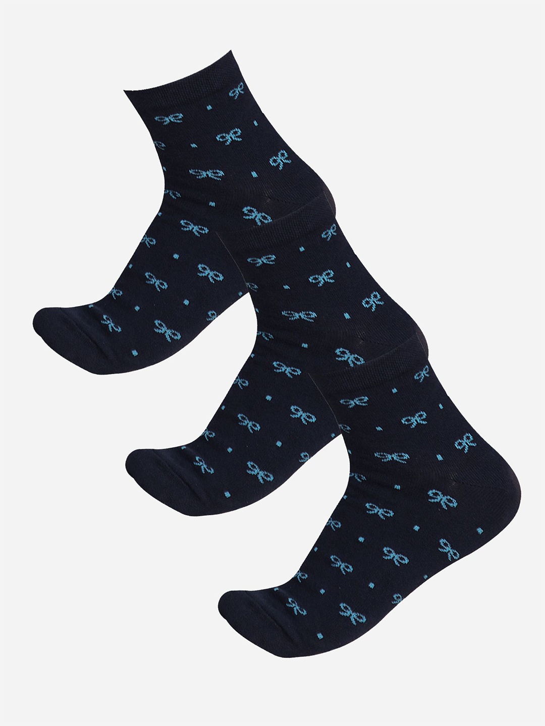 

Bodycare Women Pack Of 3 Printed Ankle-Length Socks, Navy blue